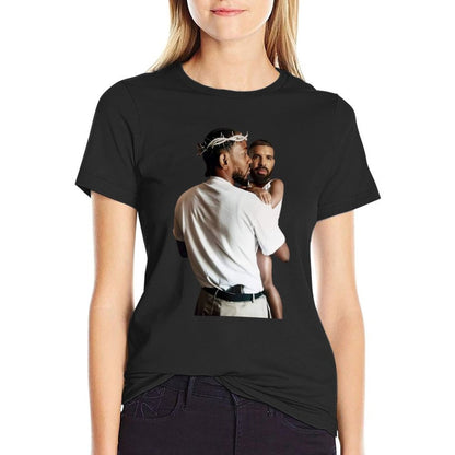 Kendrick Lamar Holding Baby Drake  Wrinkle-resistant T-Shirt