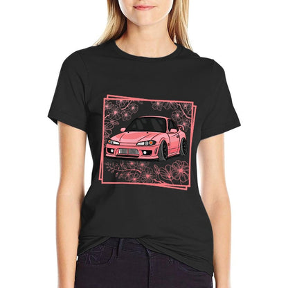 Kawaii S15 Silvia Spec-R Cherry Blossom Forest Front + Back  Slim-fit Cut T-Shirt