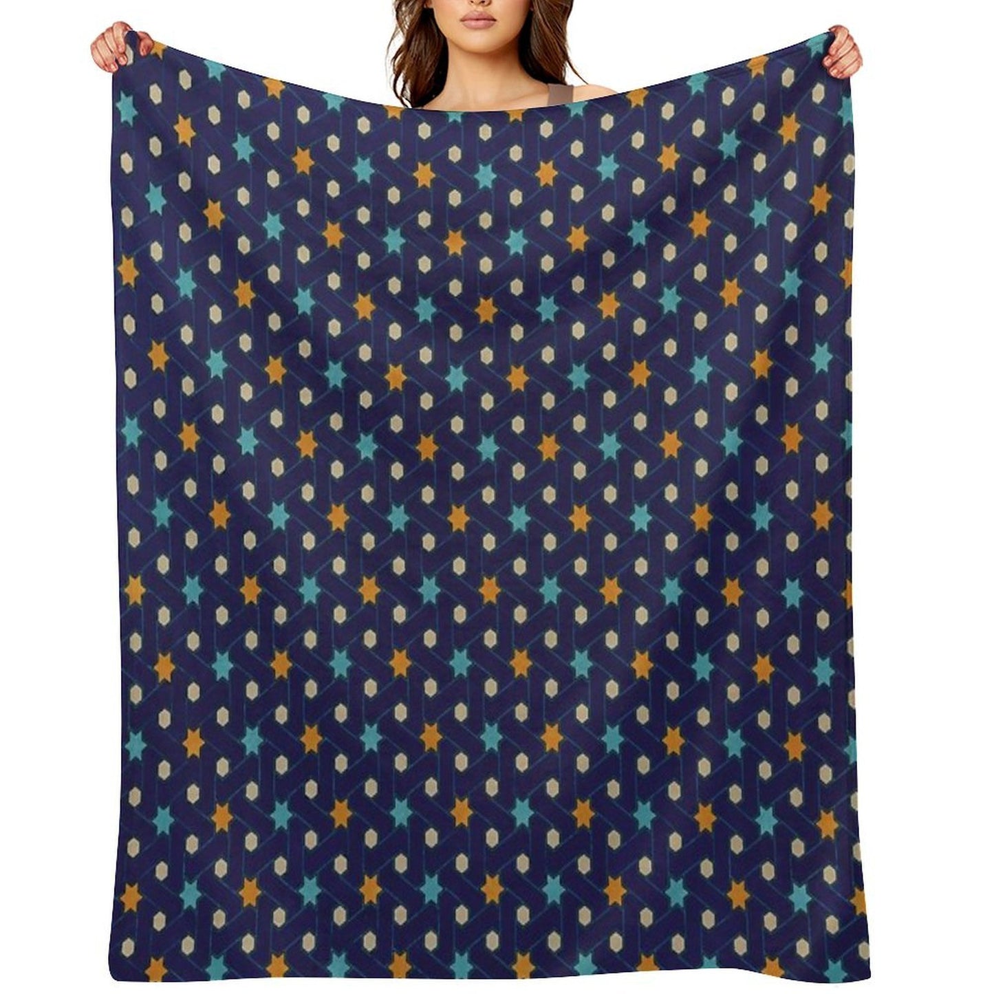 Moroccan Starry Night Mosaic Machine-washable Throw Blanket