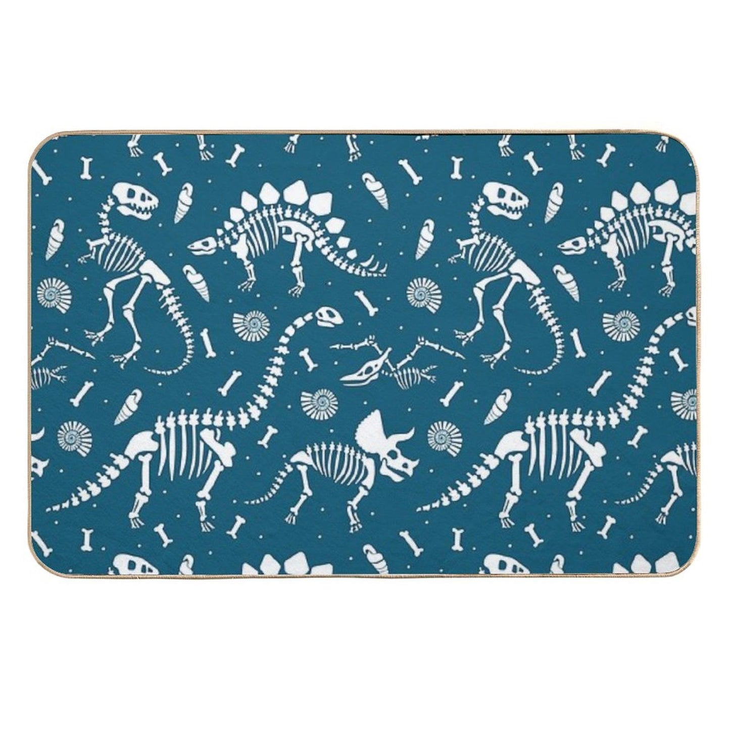 Dinosaur Fossils in Blue  Stain-Proof Bath Mat