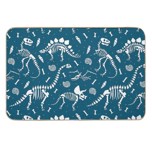 Dinosaur Fossils in Blue  Stain-Proof Bath Mat