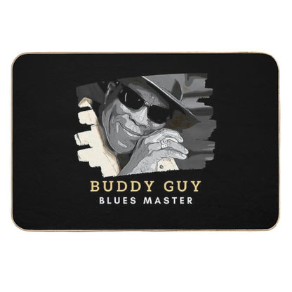 Buddy Guy Blues Master  Gold And White Text with Graphic  Repositionable Bath Mat
