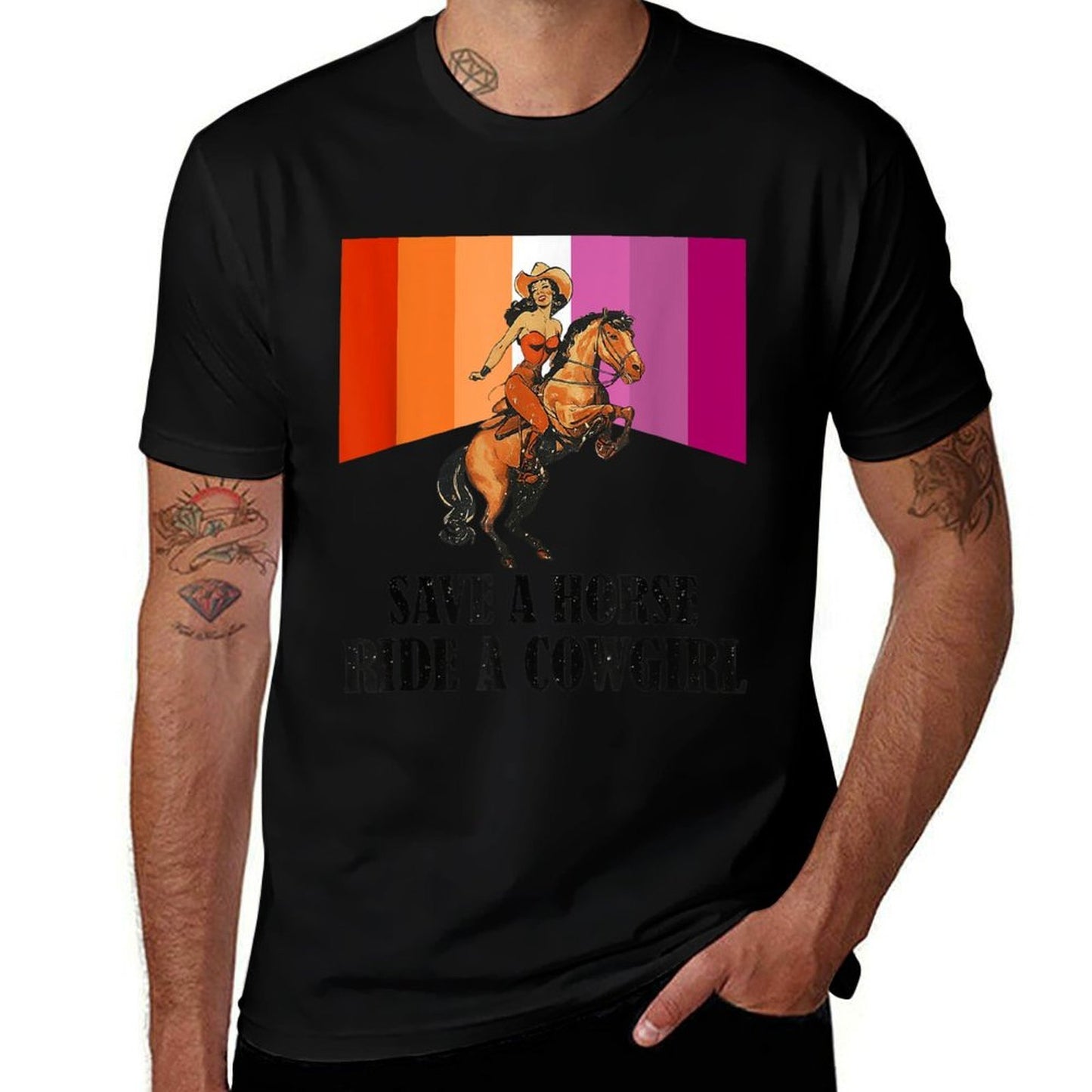 Lesbian Subtle WLW Ride A Cowgirl Queer Gay Pride Month  High-quality Stitching T-Shirt