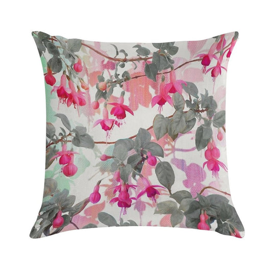 Rainbow Fuchsia Floral Pattern - with Grey Soft Warmth Comfort Throw Pillow