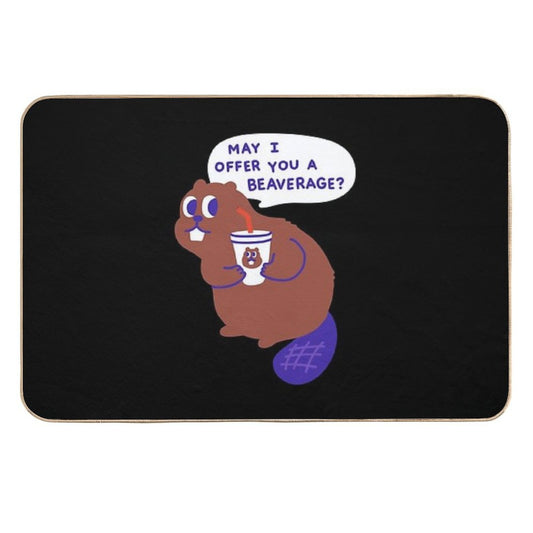 Beaver Offers A Beverage  Non-Slip Bath Mat
