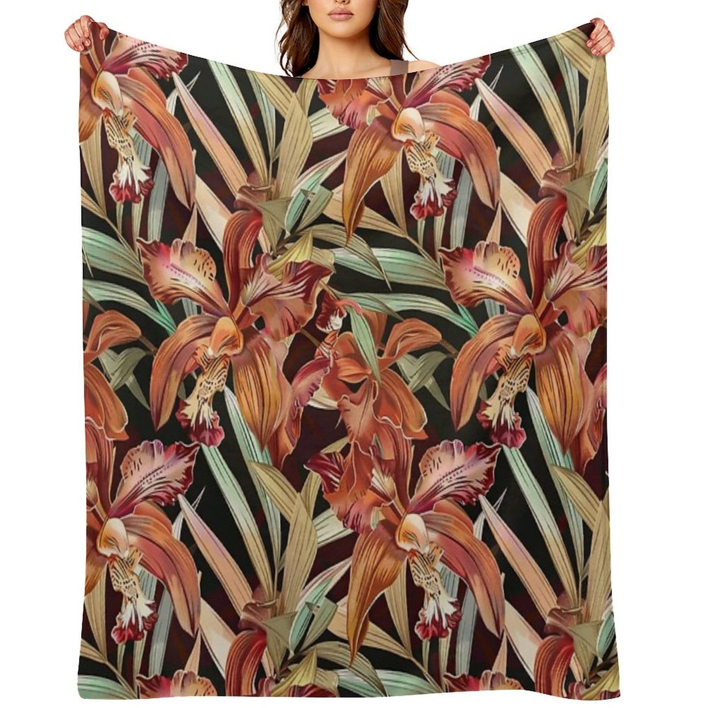 Autumn Orchid Splendor Machine-washable Throw Blanket