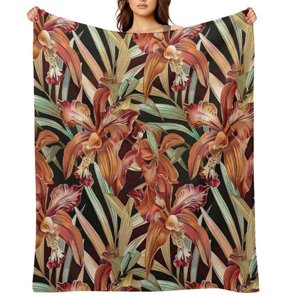 Autumn Orchid Splendor Machine-washable Throw Blanket
