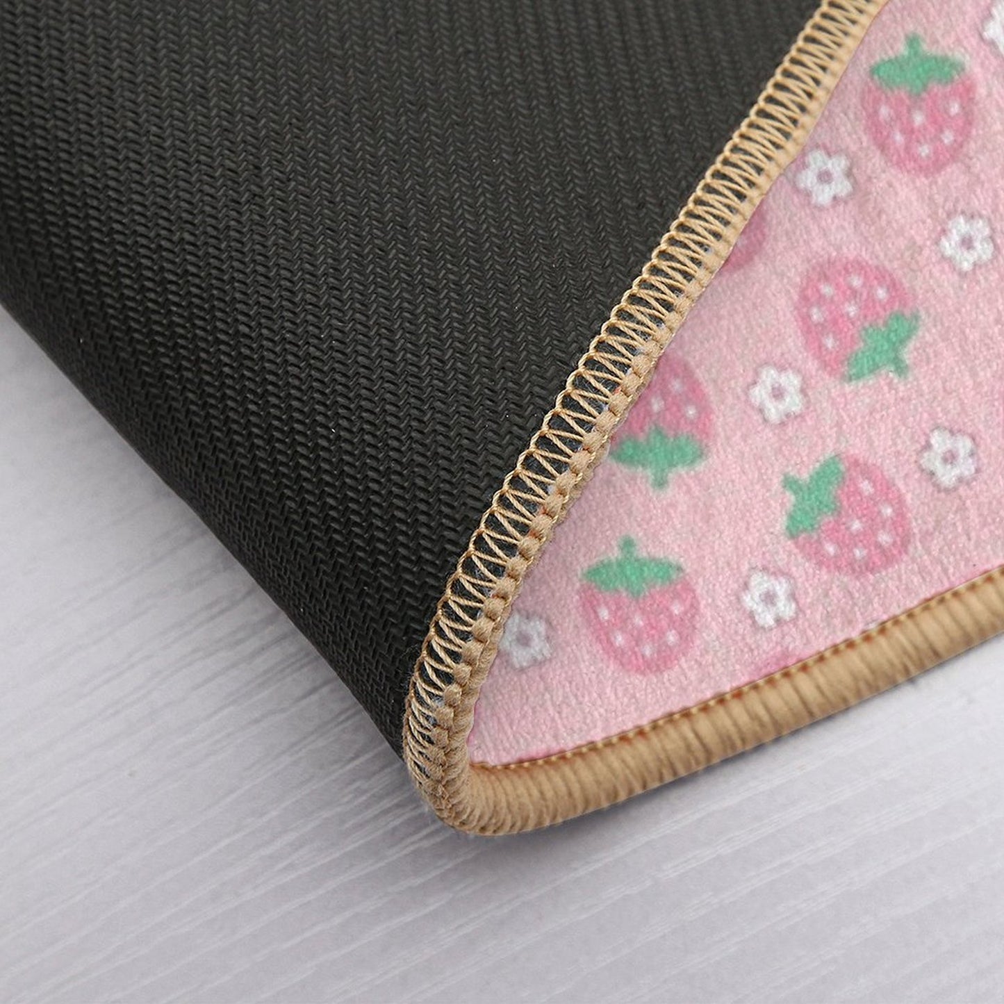 Strawberries Pink White Flowers Sakura Kawaii Cute Pastel Aesthetic  Pet-Safe Bath Mat