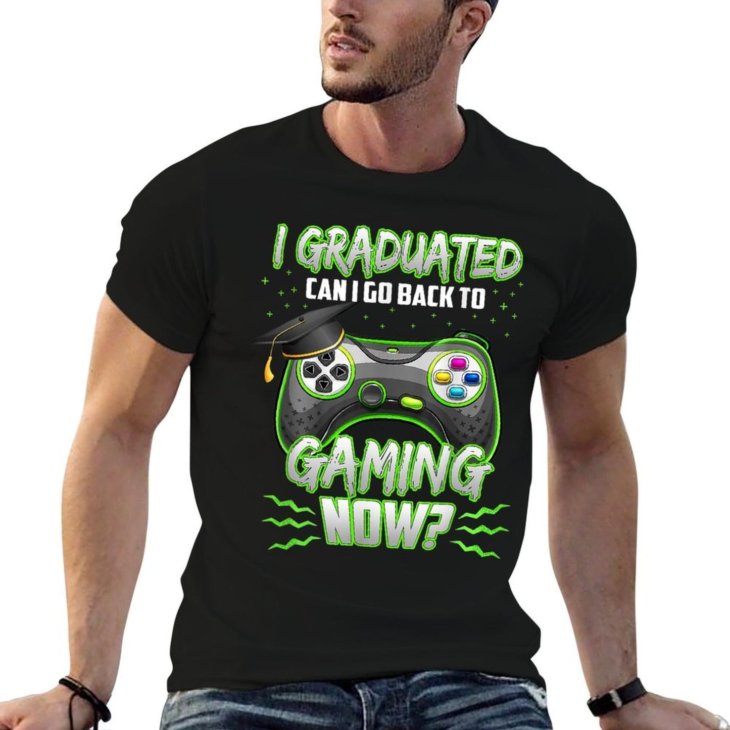 Funny Can I Go Back to Gaming Graduation Video Game Gamer  Cotton T-Shirt