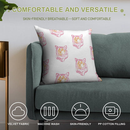 Pink And Orange Star Tiger Soft Decorative Cover Throw Pillow