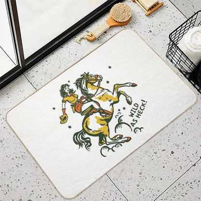 Wild As Heck Hand Illustrated Cowgirl Design, Style #2  Non-Slip Bath Mat
