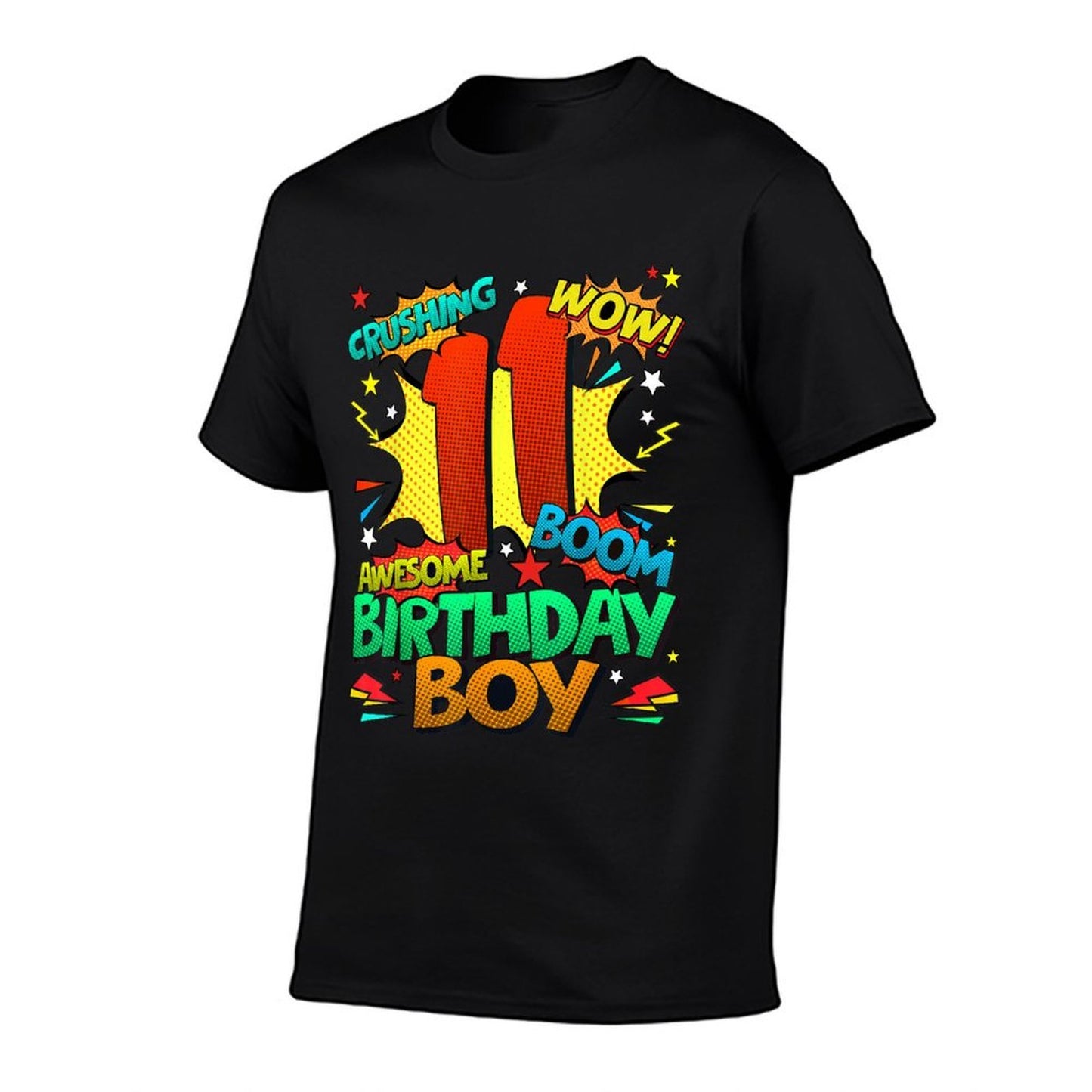 11th Birthday Kids Comic Style Kids Boys 11 Year Old Gifts  Ribbed Collar T-Shirt