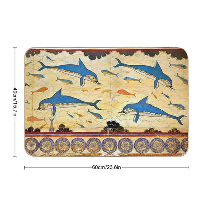 The Minoan Dolphins  Repositionable Bath Mat