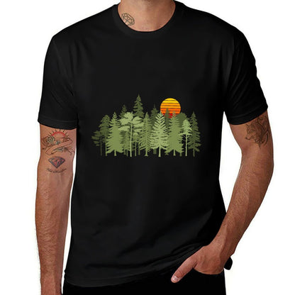 Trees Wildlife Nature Vintage Forest  Wrinkle-resistant T-Shirt