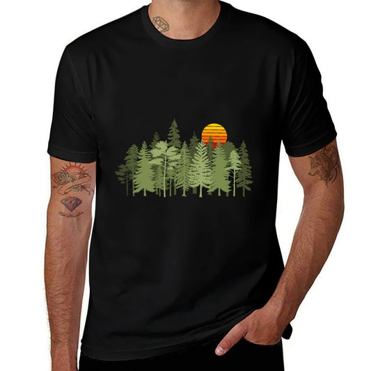 Trees Wildlife Nature Vintage Forest  Wrinkle-resistant T-Shirt