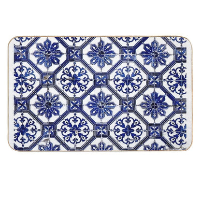 Blue And White Portuguese Tile  Absorbent Bath Mat