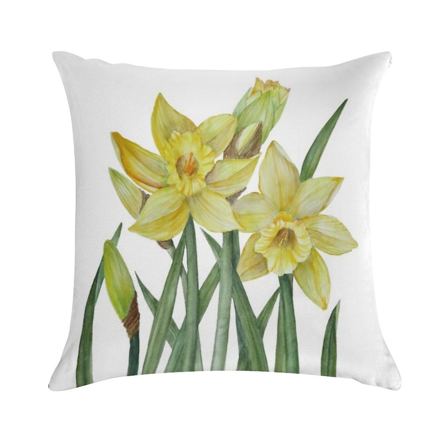 Watercolour Daffodils Botanical Illustration Soft Multiple Sizes Throw Pillow