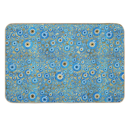 Greek Blue Glass Evil Eye Amulet  Easy To Clean Bath Mat