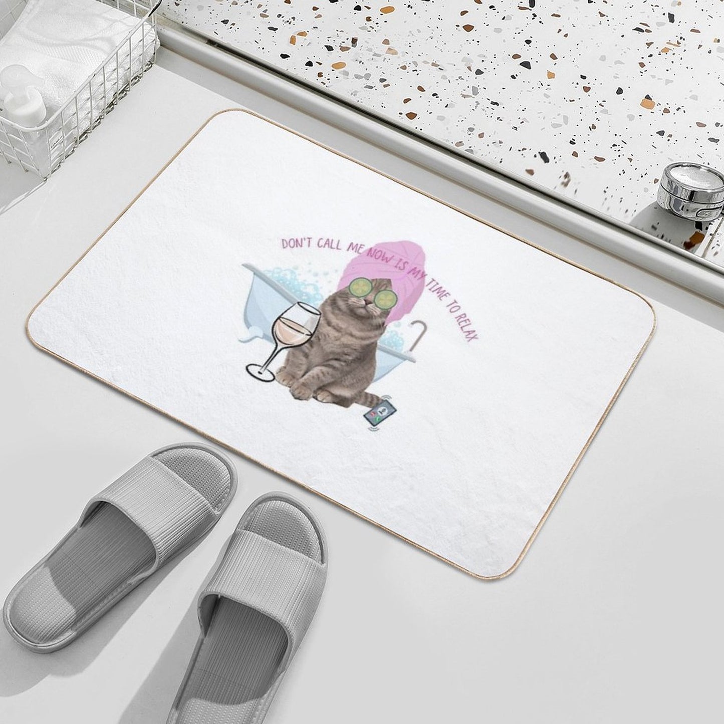 Funny Cat Relax  Stain-Proof Bath Mat