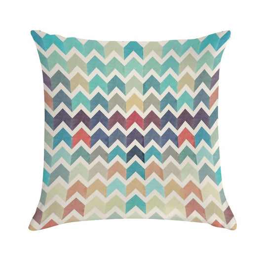 Watercolor Chevron Pattern Soft Reinforced Edging Throw Pillow