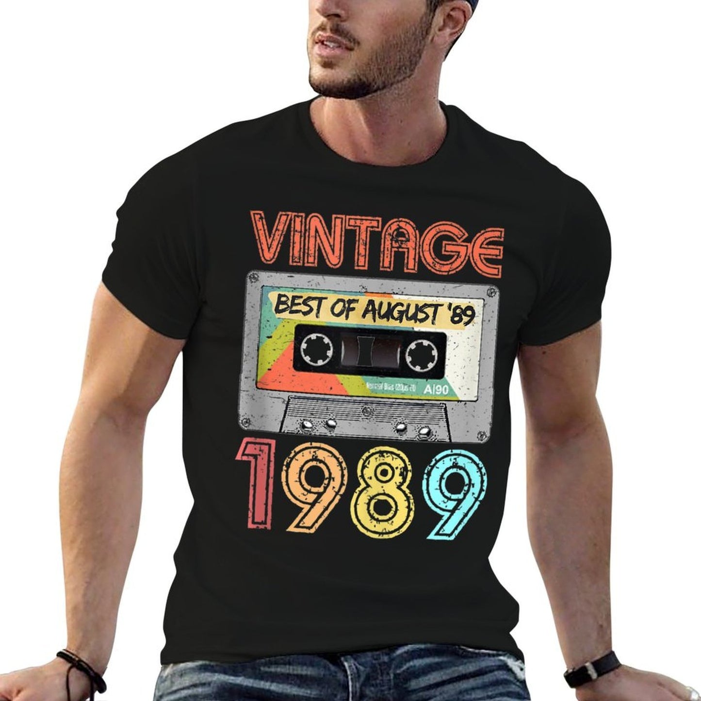 August 1989 30th Birthday  Mens Womens Vintage 1989  Relaxed-fit T-Shirt