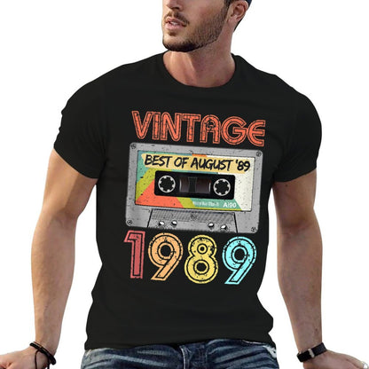 August 1989 30th Birthday  Mens Womens Vintage 1989  Relaxed-fit T-Shirt