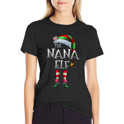 The Nana Elf Matching Family Funny Christmas Grandma  Wrinkle-resistant T-Shirt
