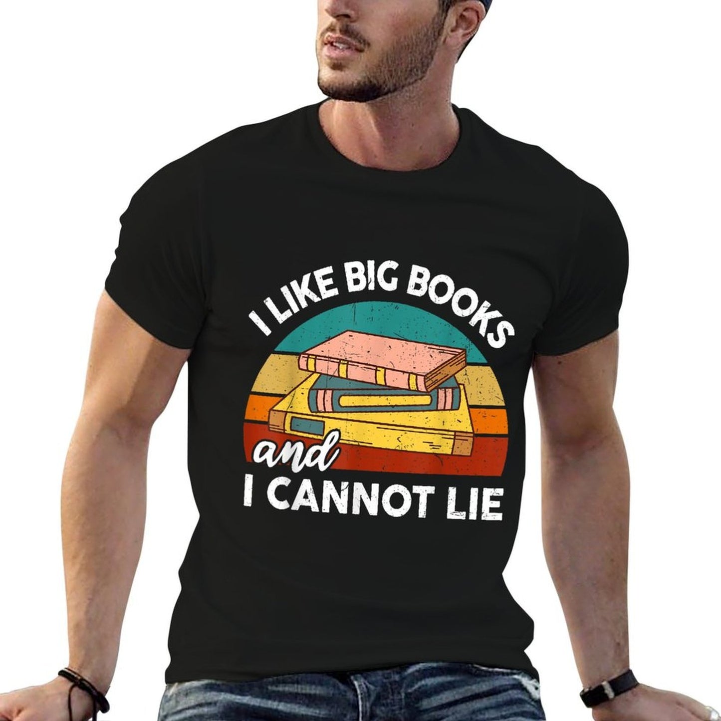 Funny I Like Big Books Cannot Lie Librarian Reading Teacher  Ribbed Collar T-Shirt