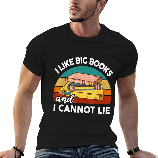 Funny I Like Big Books Cannot Lie Librarian Reading Teacher  Ribbed Collar T-Shirt