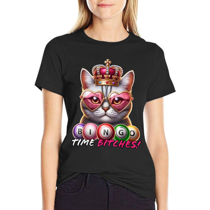 Funny Bingo Gifts for Women Men Bingo Time Bitches Black Cartoon Graphic Modern  Vintage-inspired T-Shirt