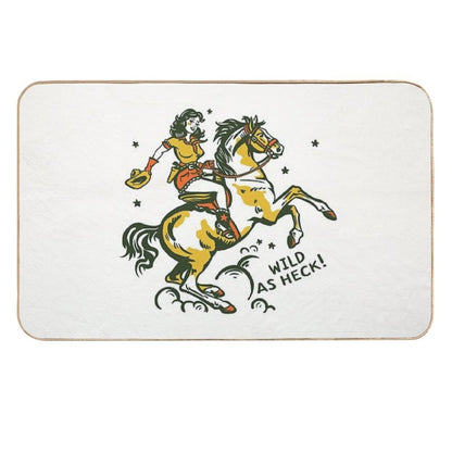 Wild As Heck Hand Illustrated Cowgirl Design, Style #2  Non-Slip Bath Mat