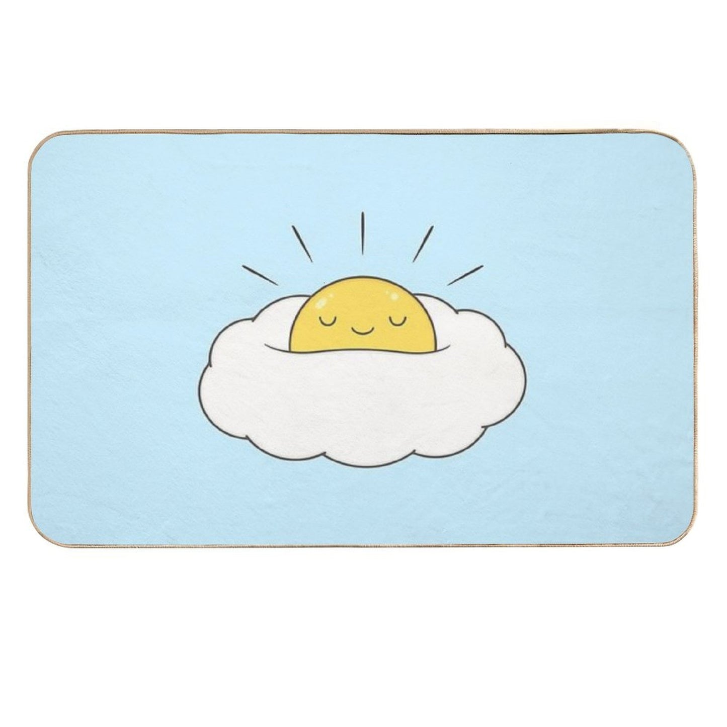 Sunshine for Breakfast  Egg Cloud  Fade-Resistant Bath Mat