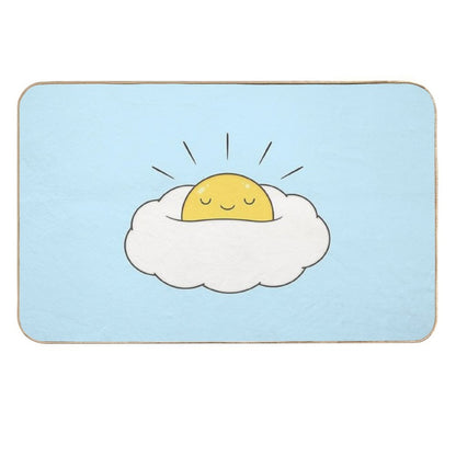 Sunshine for Breakfast  Egg Cloud  Fade-Resistant Bath Mat