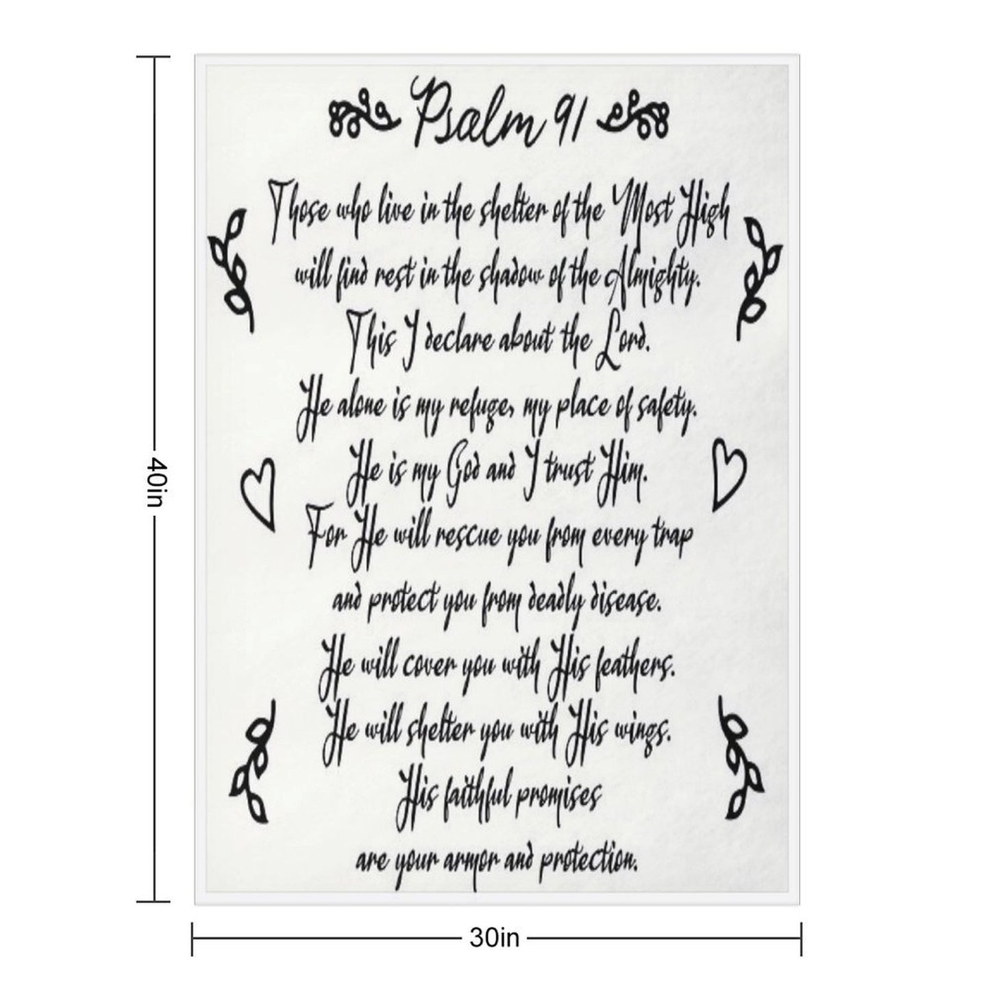 Psalm 91  Christian Inspirational Bible Verse Decorative Handwriting Plush Throw Blanket