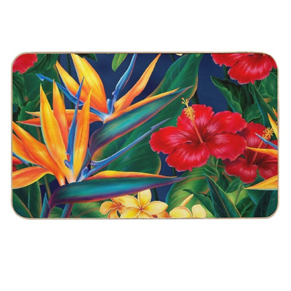 Tropical Paradise Hawaiian Birds of Paradise Illustration  Eco-Friendly Bath Mat