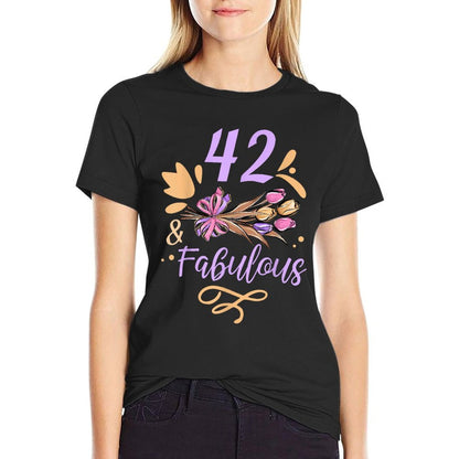 42 And Fabulous Birthday Age Old Party Years Forty-Two 42Nd  Oversized Silhouette T-Shirt