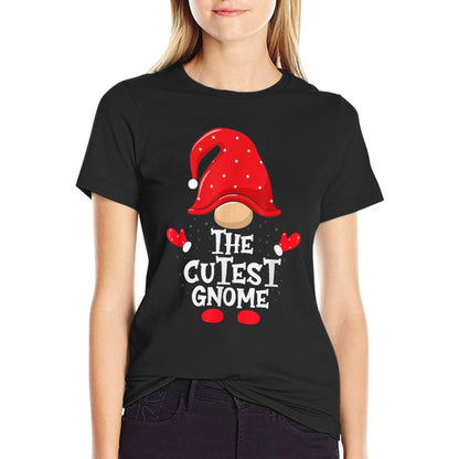 The Cutest Gnome - Funny Matching Family Group Christmas  Rolled Sleeves T-Shirt