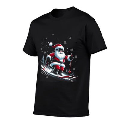 Skiing Santa Claus Christmas Ski Winter Sport X-Mas Skier  Heathered Texture T-Shirt