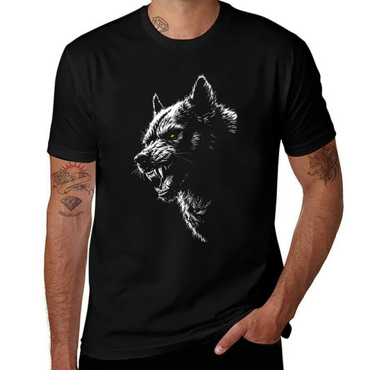 Wild Angry Stray Dog Streetwear  High-quality Stitching T-Shirt