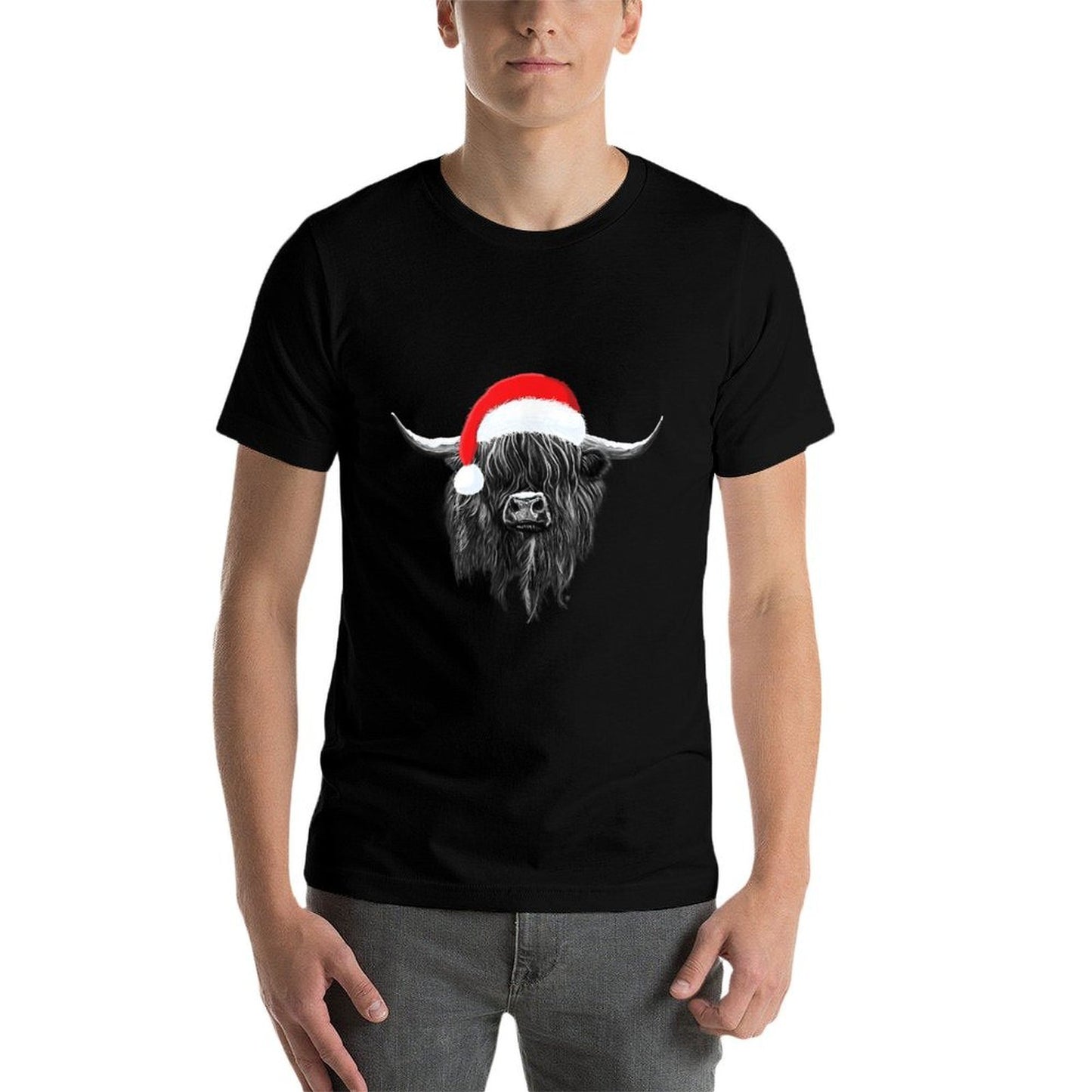 Scottish Highland Cow Christmas Santa Hat  Classic T-Shirt