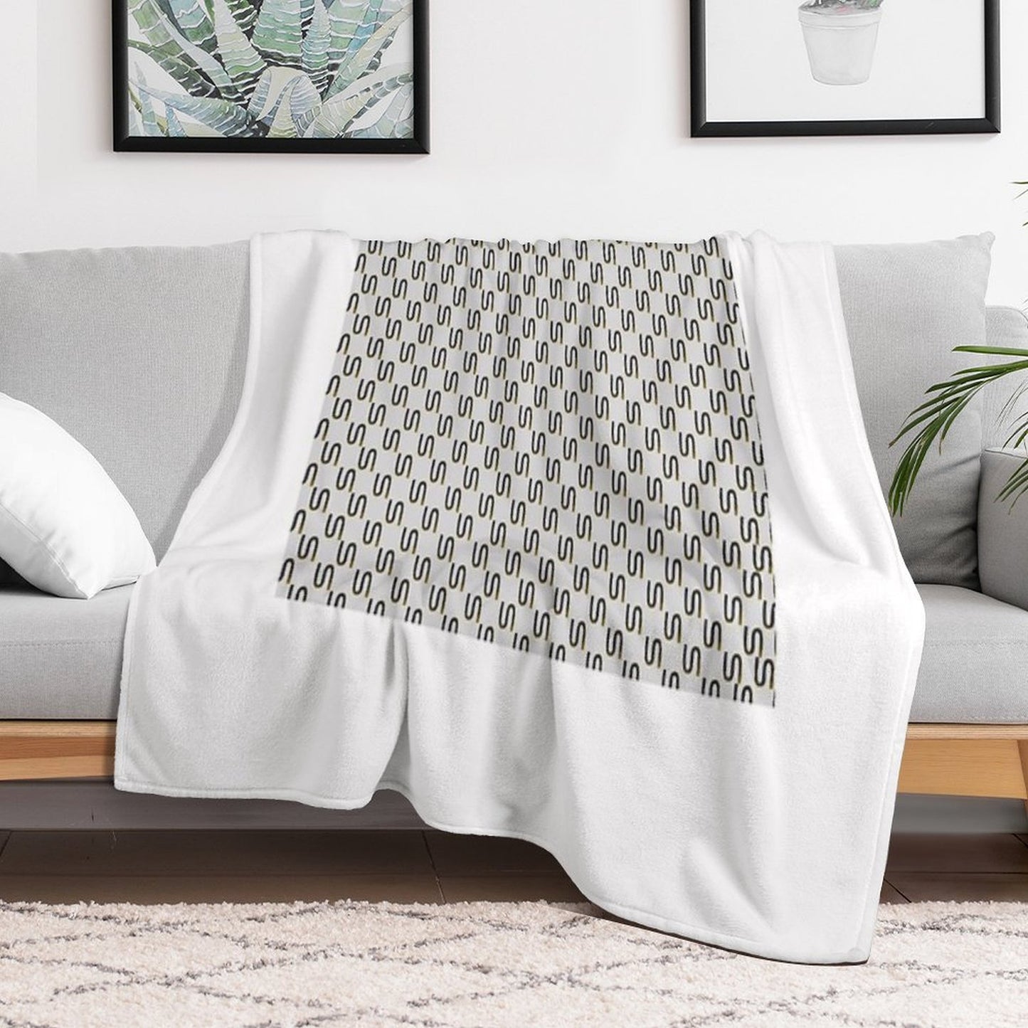Inverted S Pattern Shrink-resistant Throw Blanket