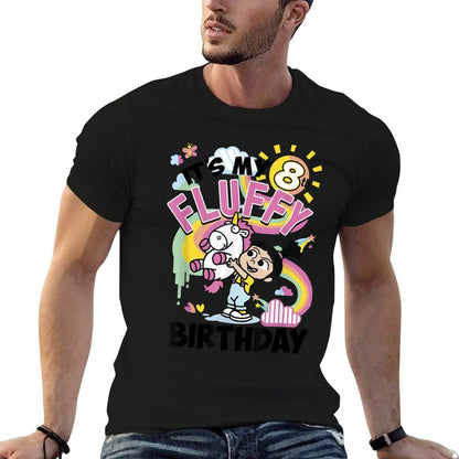 Despicable Me Minions Agnes It's My 8th Fluffy Birthday  Ribbed Collar T-Shirt