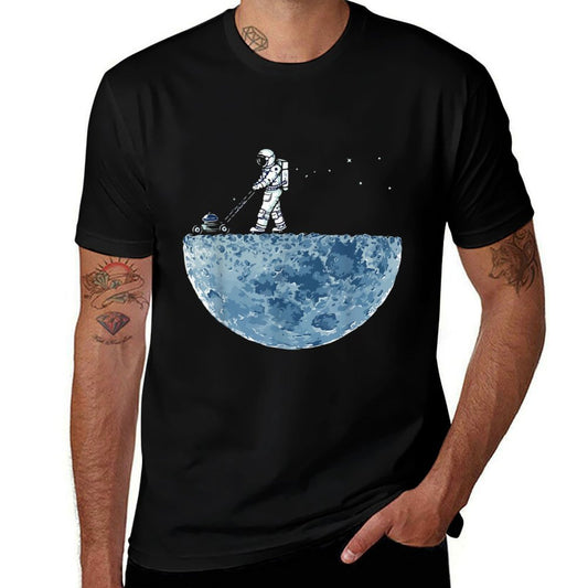 Astronaut Mowing The Moon Lawn  Tagless Design T-Shirt