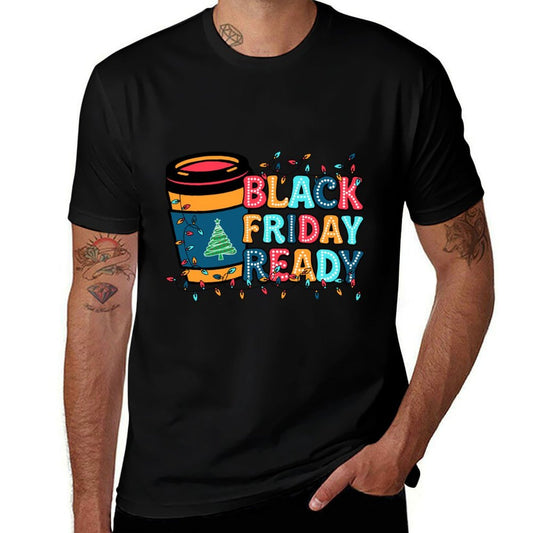 Friday Shopping Ready Christmas Lights Black Shopping Family  Cotton T-Shirt