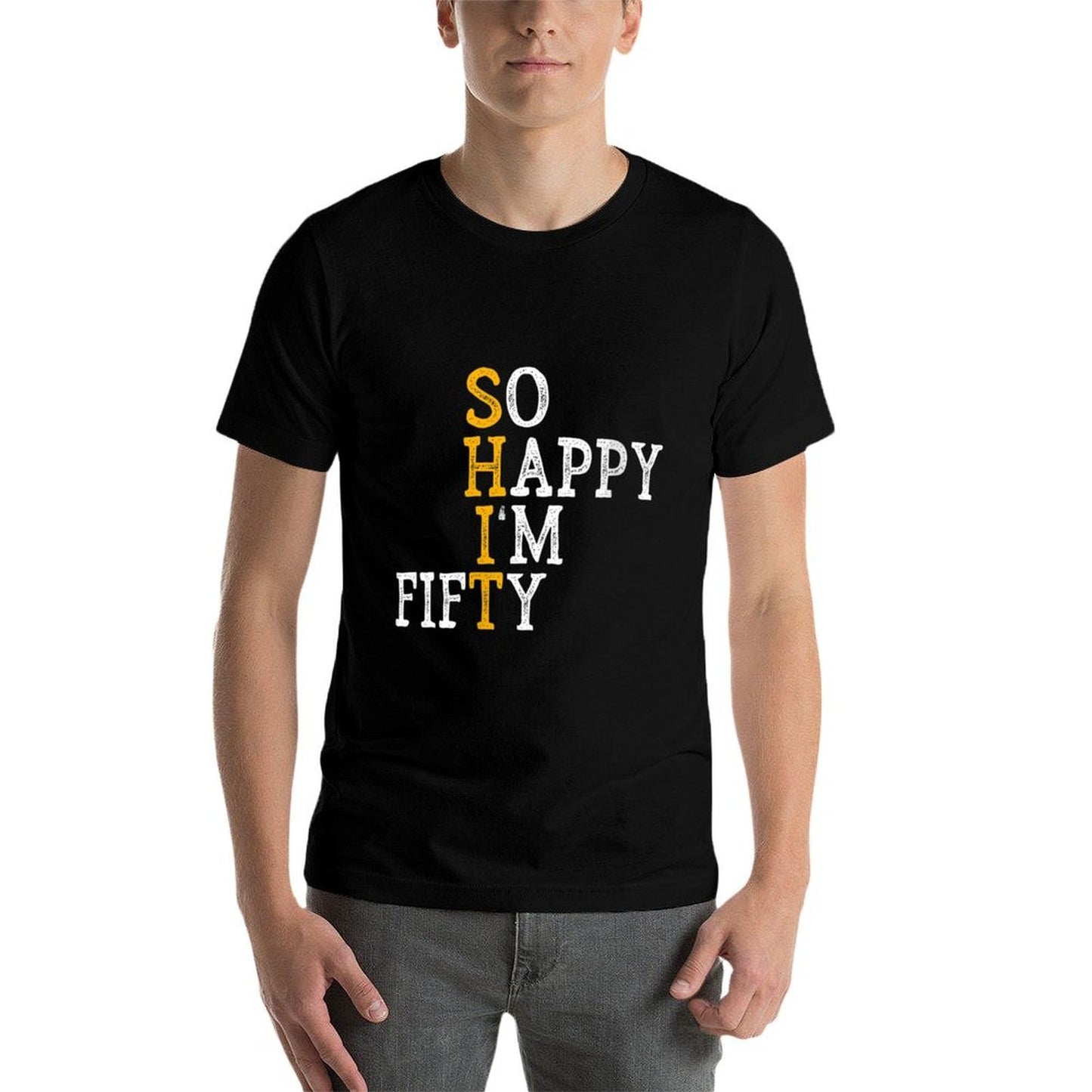 Womens So Happy I'm Fifty - 50 Years Old Funny 50th Birthday Gift  Polyester Blend T-Shirt