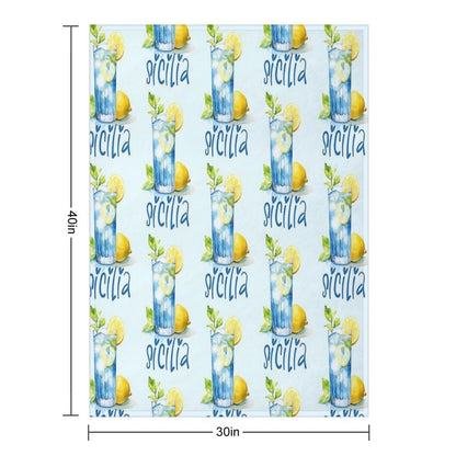 Sicilia Love – Italian Lemonade Watercolor Design Machine-washable Throw Blanket
