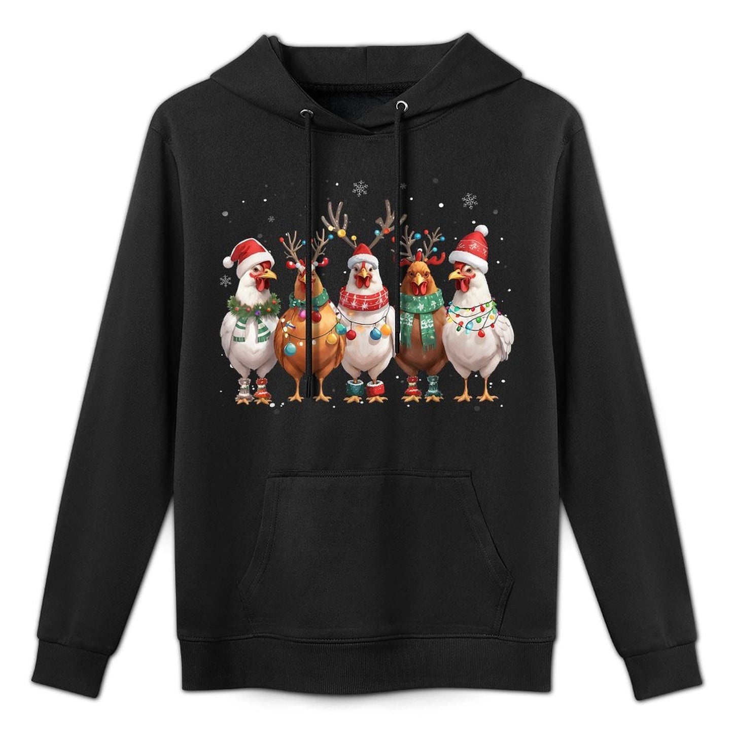 Christmas Lights Chicken Santa Funny Xmas Tree Colorfast Hoodie