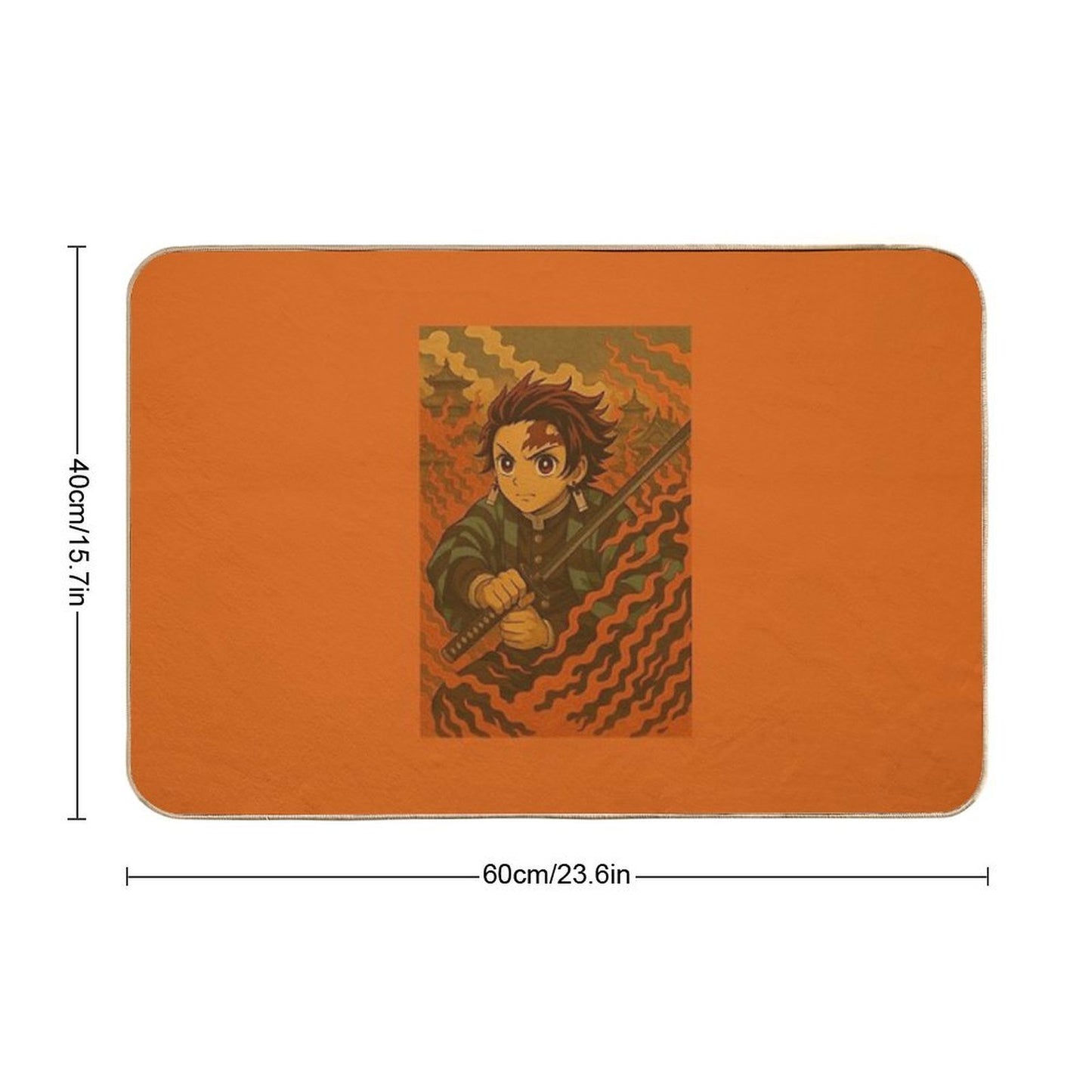 Japanese Vintage Drawing Tanjiro  Stain-Proof Bath Mat