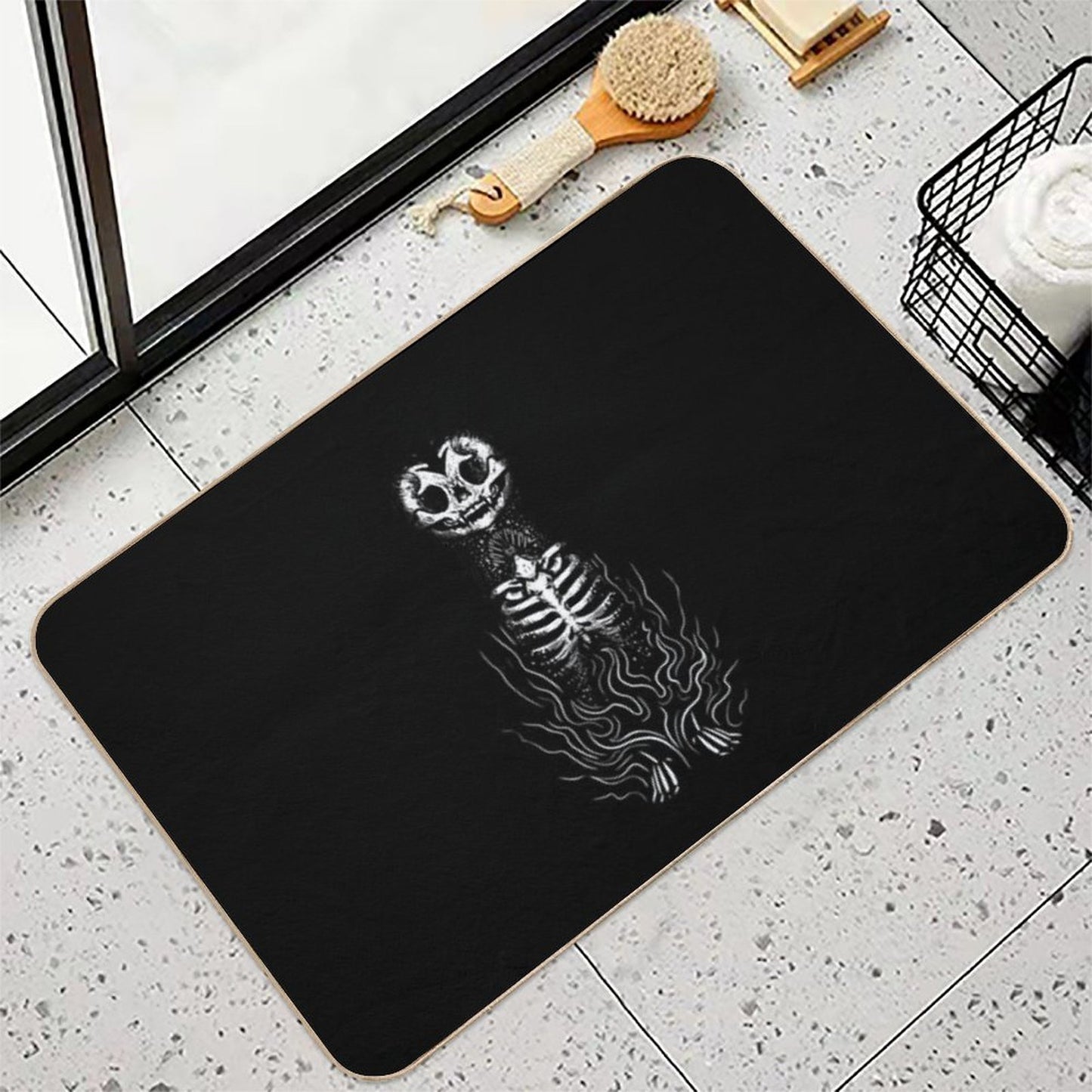 Gothic Black Cat  Easy To Clean Bath Mat