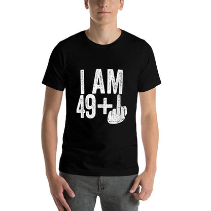 Womens I Am 49 Plus Middle Finger Men Women 50th Birthday  Summer-ready Fabric T-Shirt
